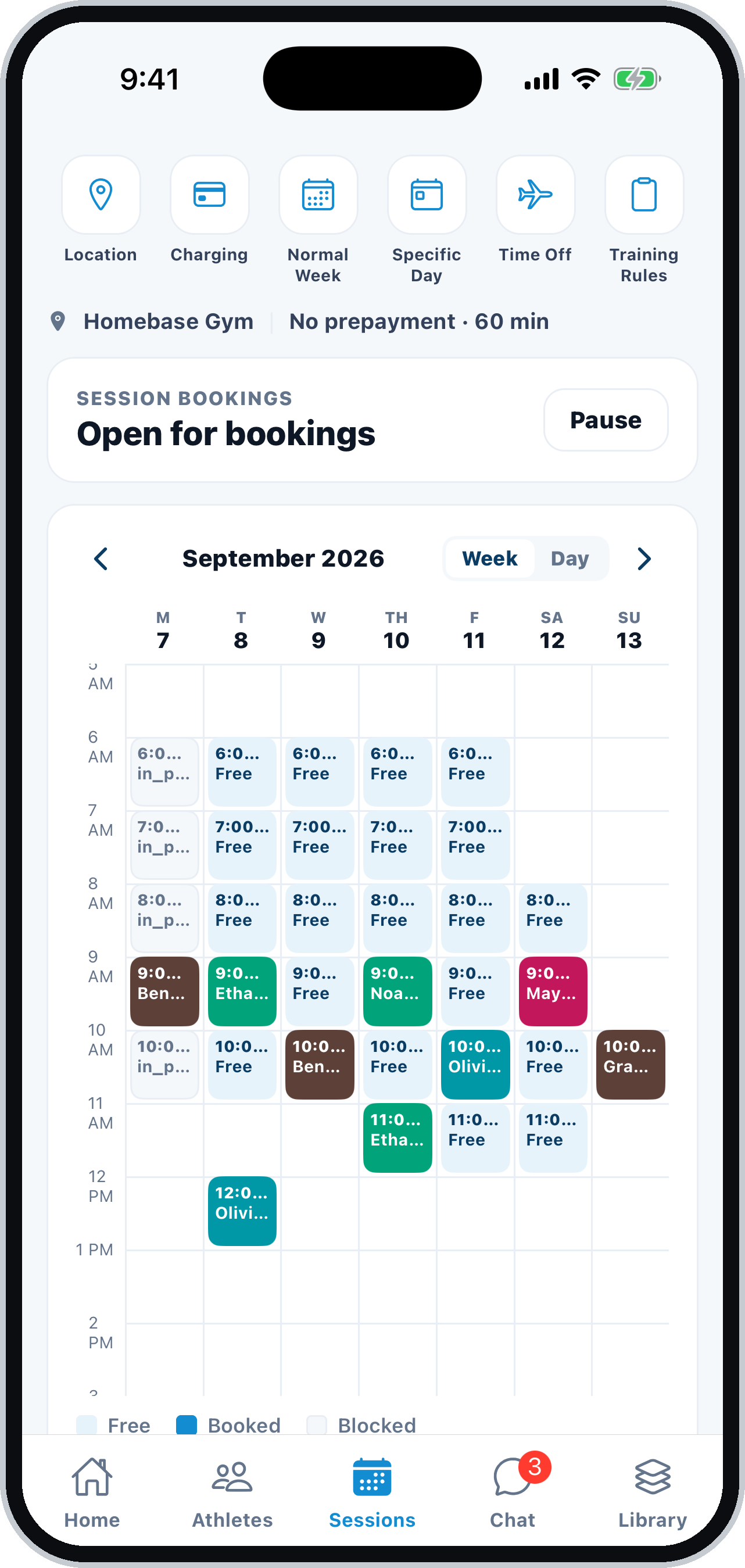 The bookable week